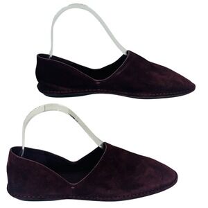Vince Burgundy Suede D'Orsay Flats Womens 5 35 Minimalist Pointed‎ Toe Slip-On